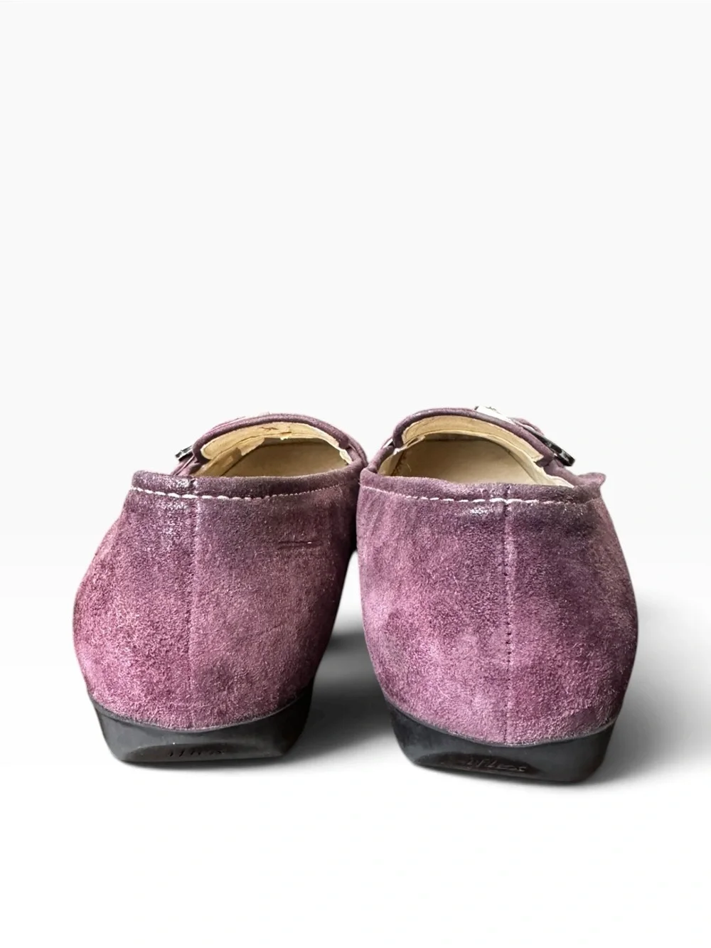 AK Anne Klein iFlex Purple Suede Buckle Loafers Flats 8.5W
